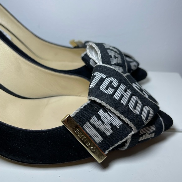 Jimmy Choo Tegan 100 Suede Logo Tape Pointed toe Heels EU 41 (11) - Picture 6 of 10